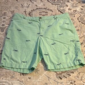 Chaps size 38 Green Shorts with Shark Print beach summer vacation